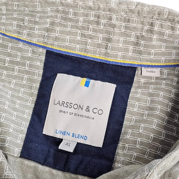 Larsson & Co Mens Short Sleeve Button Down Shirt Size XL Linen Blend - Picture 6 of 7
